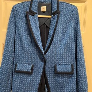 CAbi Blue and Black Textured Blazer